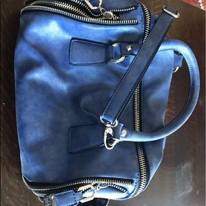Nicole Miller New York Blue Faux Leather Handbag